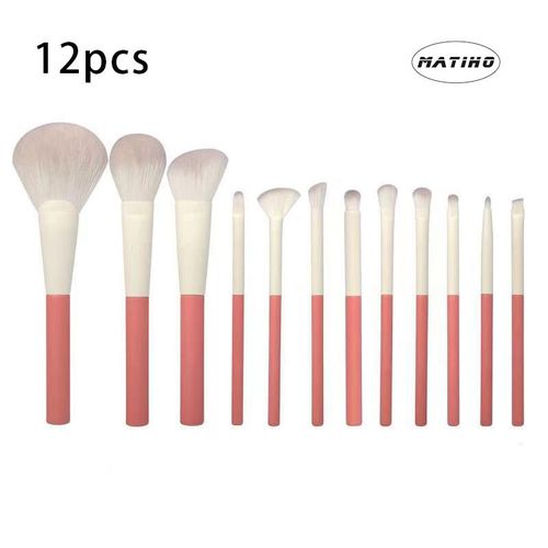 12Pcs Professional Makeup Brush Set – Premium Synthetic Bristles with Storage Bag | Eyeshadow Powder Blush Concealer Brushes | Macaron Colors