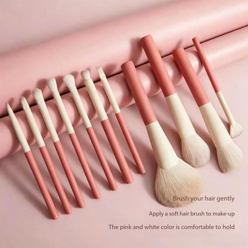 12Pcs Professional Makeup Brush Set – Premium Synthetic Bristles with Storage Bag | Eyeshadow Powder Blush Concealer Brushes | Macaron Colors