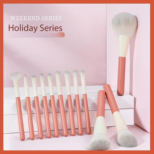 12Pcs Professional Makeup Brush Set – Premium Synthetic Bristles with Storage Bag | Eyeshadow Powder Blush Concealer Brushes | Macaron Colors