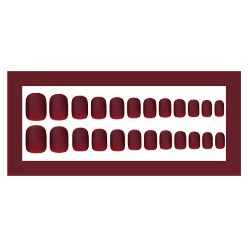20PCS Wine Matte Short Coffin Press On Nails – Reusable DIY Manicure Kit with Prep Kit, Wedding Prom Party Nails | Dark Red