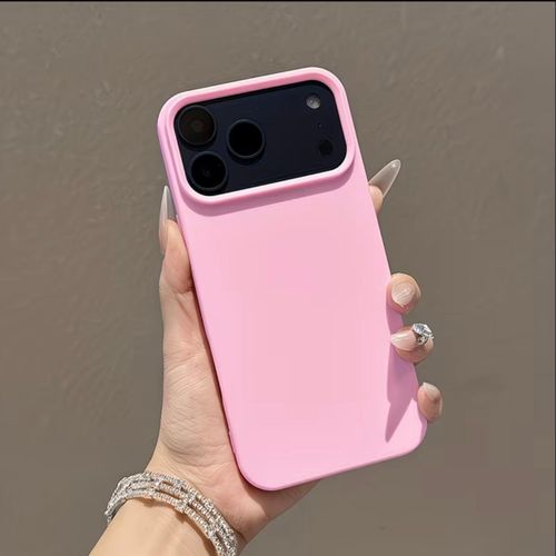 iPhone 17 Pro max & 17 Pro Silicone Phone Case & Pouch With Camera Protection - Scratch Resistance, Shockproof Protective Case - ( Pink )