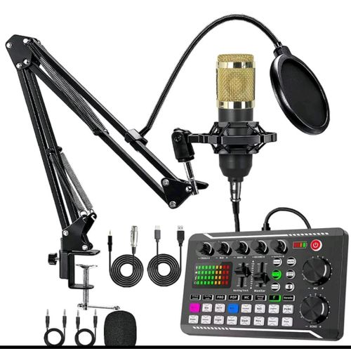 Full Kits BM800+F998 Set Condenser Microphone With IPhone & Type-C Audio Jack For Podcast