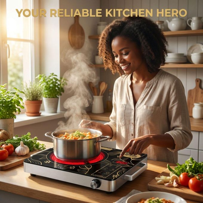 BiChu Electric Cooktop,Portable Electric cooktop 1800W Single Burner Stove with Plug,220V,Child Safety Lock,Timer,Touch and KnobControl