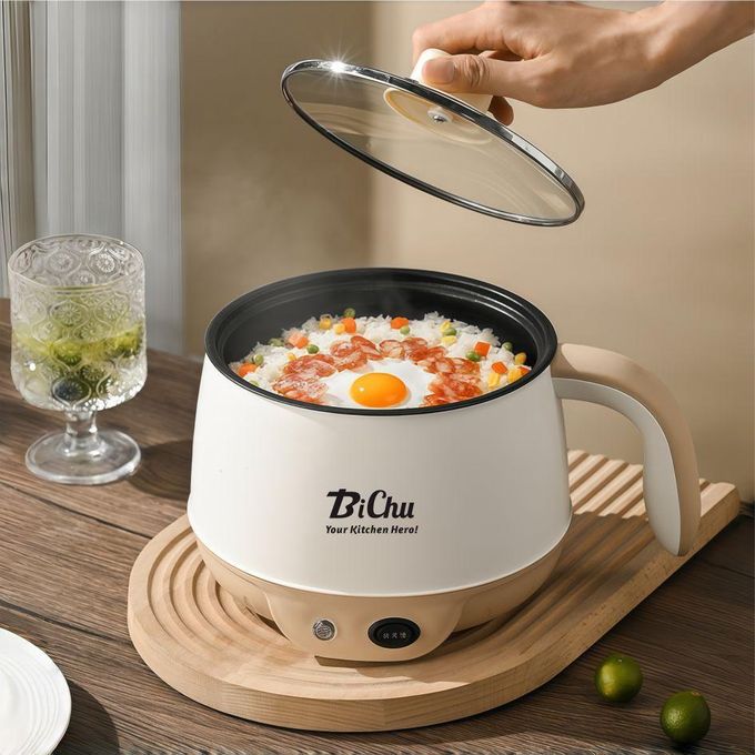 BiChu 2L Electric Pot Cooker with Stainless Steel Steamer, 2-in-1 Electric Hot Pot & Steamer for Home Dorm Use