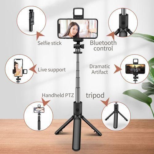 Bluetooth Selfie Stick Tripod with Fill Light & Shutter Remote – Portable Phone Stand for Vlogging, TikTok, Live Stream, YouTube | 6-Speed Dimming