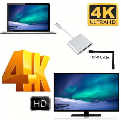 Type-C to HDMI 3-in-1 Expansion Dock – 4K Adapter with USB 3.0 & 100W PD Fast Charging for Laptops, Huawei P40/Mate30, Samsung