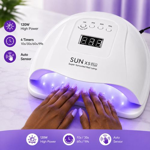 LED UV Nail Lamps 120W Nail Dryer Gel Nail Curing Lamp UV Light with 4 Timers 10/30/60/99S Auto Sensor LCD Display