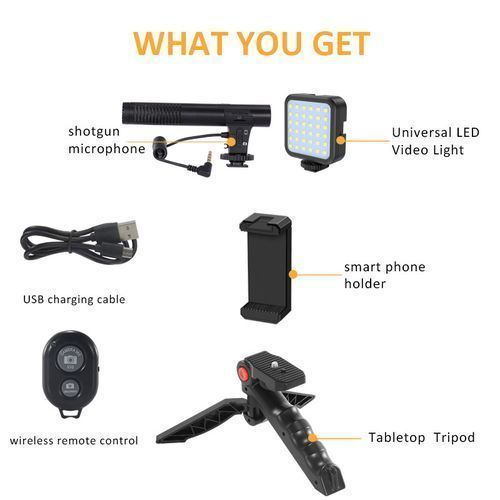 Live Streaming Vlogging Kit LED Video Light Phone Holder With Microphone